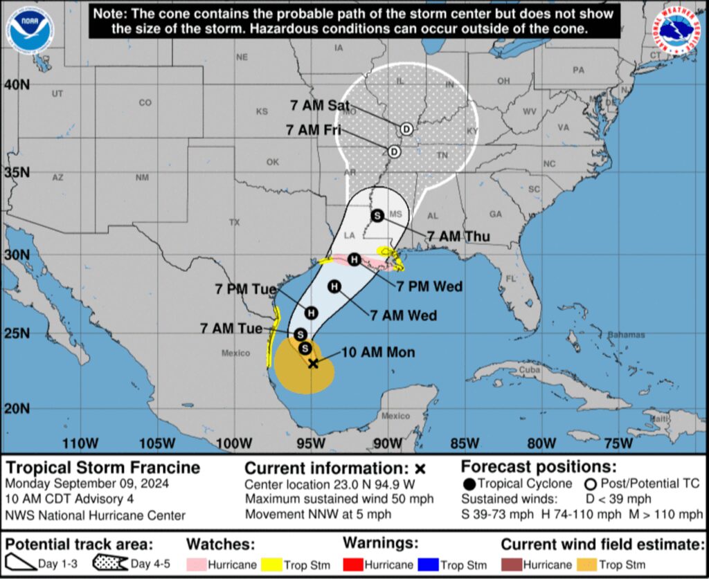 U.S. oil prices end higher as Tropical Storm Francine threatens Gulf operations