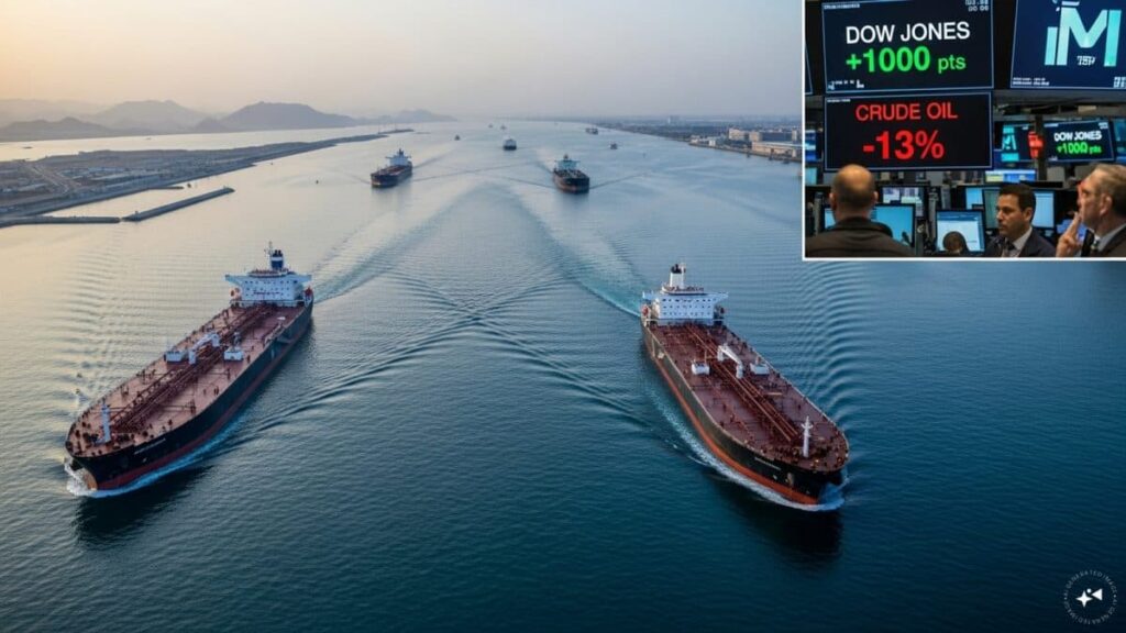 Oil prices drop 13%, stocks jump as Iran reopens Strait of Hormuz